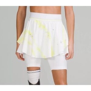 Lululemon Court Rival High-Rise Skirt Extended Liner Lemon Multi/White‎ Size 6